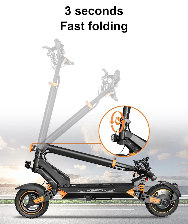 KEPOW Foldable Electric Scooter With Dual Suspension For Adults