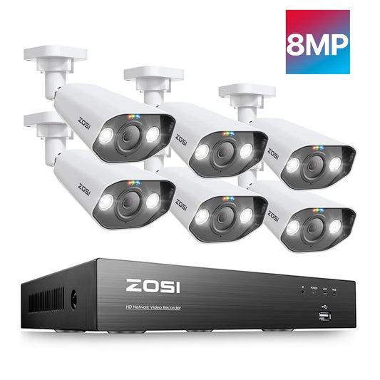 Zosi 8Ch 4K PoE CCTV Outdoor Security Camera Nvr Kit