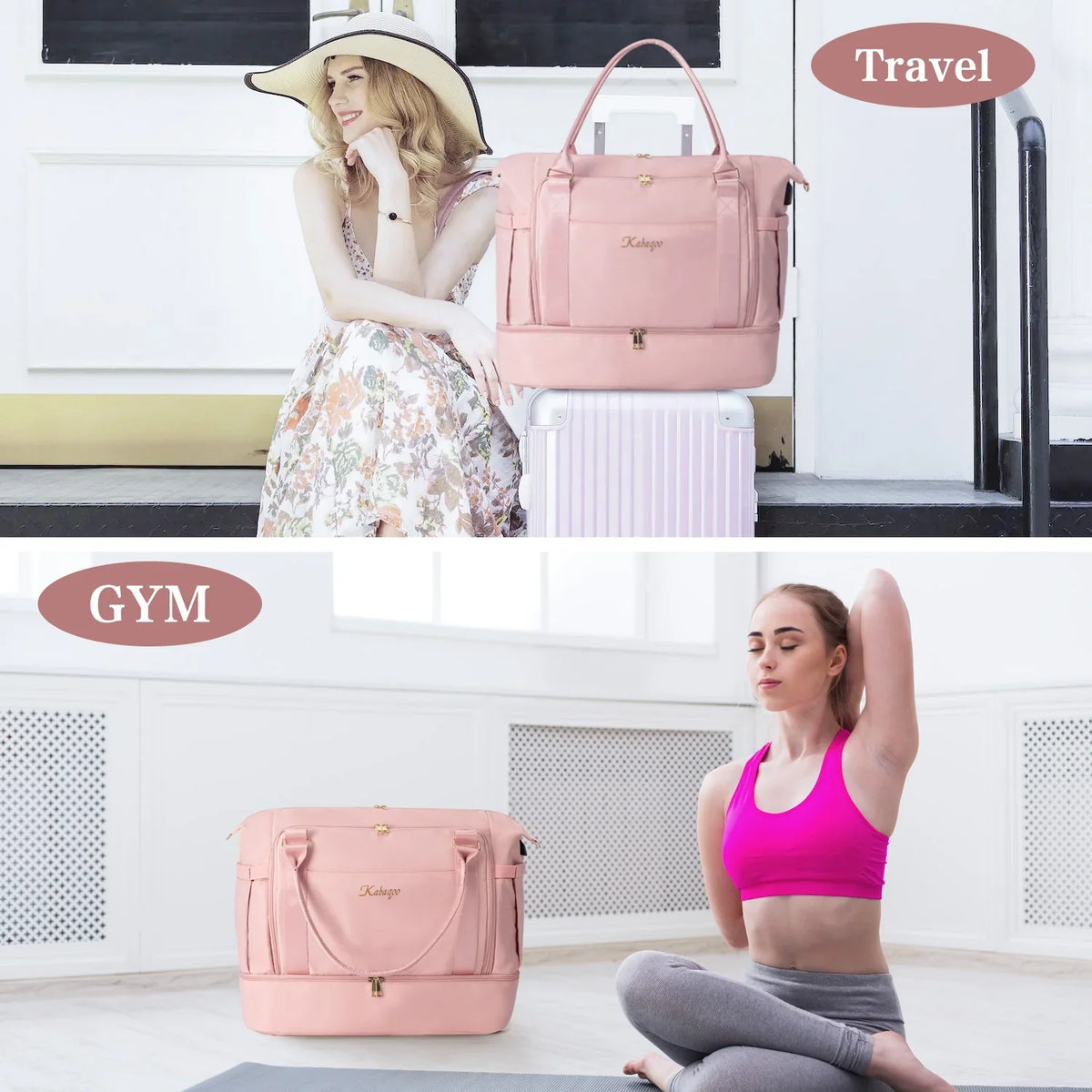 Kabaqoo Women Travel Duffle Bag With USB And Shoe Compartment