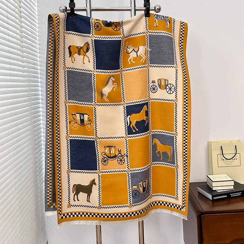 Irojeff Soft Women Horse Print Winter Scarf Shawl Wraps