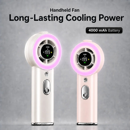 Handheld Mist Spray Cooling Fan With Dual Function Rechargeable Battery