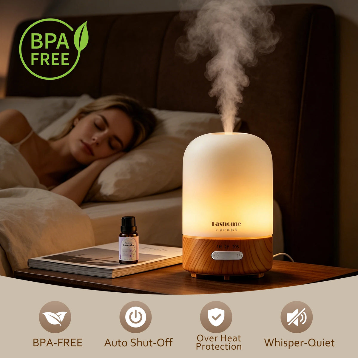 Fashome Ultrasonic Essential Oil Glass Aroma Diffuser And Humidifier