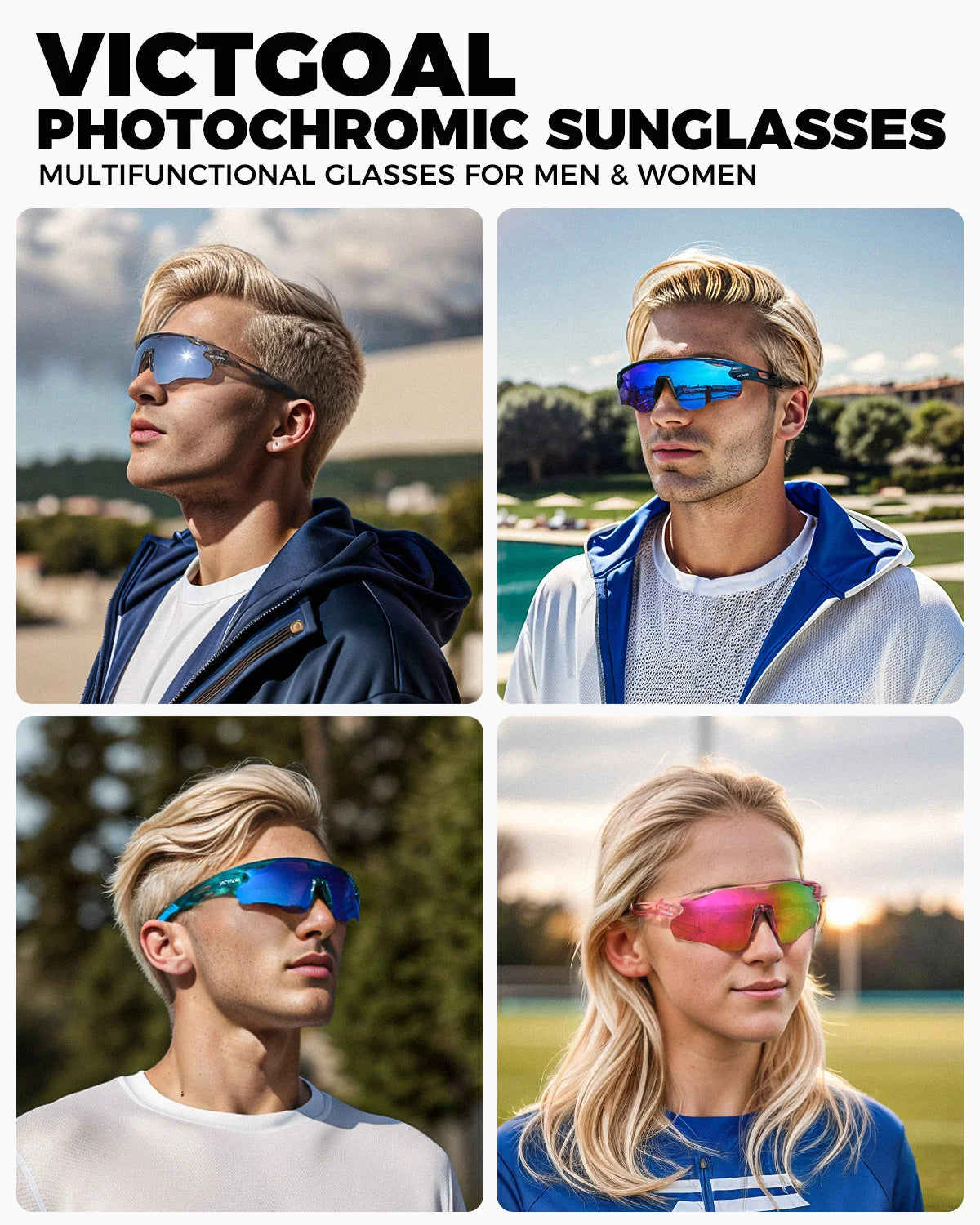 Photochromic Sports Sunglasses With UV Protection For Outdoor Activities