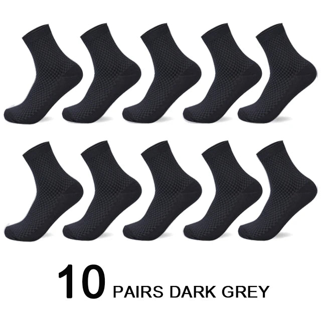 Men's Bamboo Fiber Socks 10 Pairs Pack Comfort Crew Length