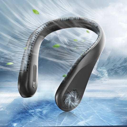USB Rechargeable Neck Fan With LED Display And Ultra Quiet
