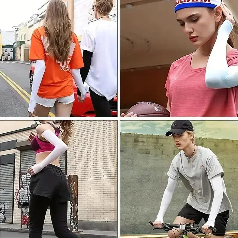 Cooling Ice Silk Arm Sleeves For Sun Protection While Outdoors