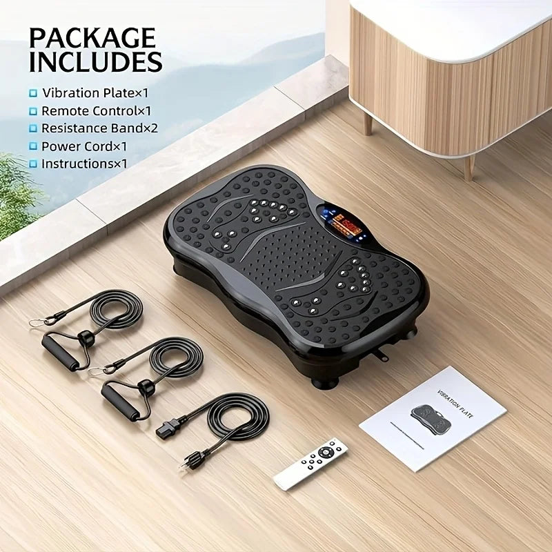 BZEQ Compact Vibration Platform With Resistance Bands Full Body Workout