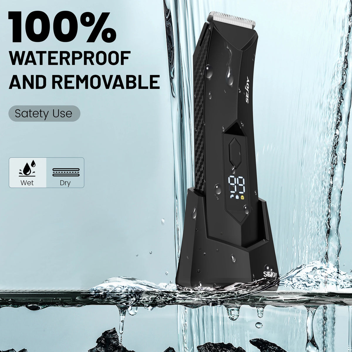 Sejoy Wet Dry Washable Electric Body Hair Trimmer Replaceable Blades