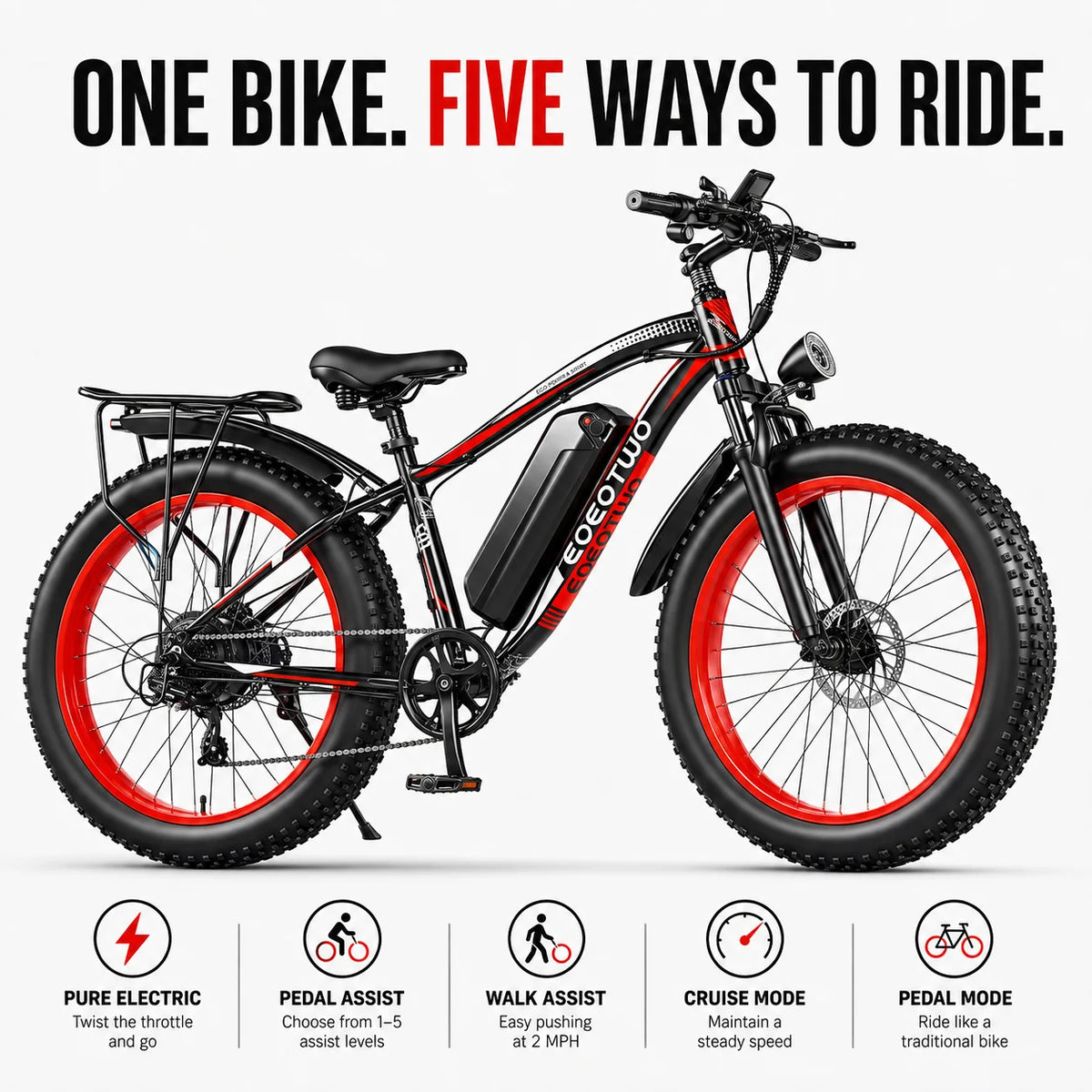 Eoeotwo Adult Fat Tire Electric Bike For Daily Commuting