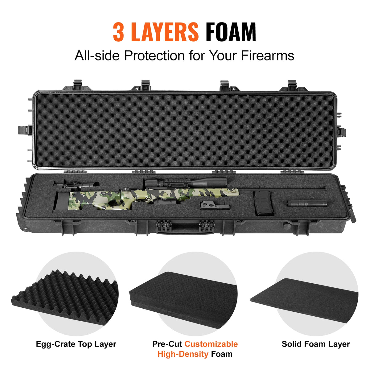 SucceBuy Hard Rifle Case With Wheels For Secure Firearm Storage