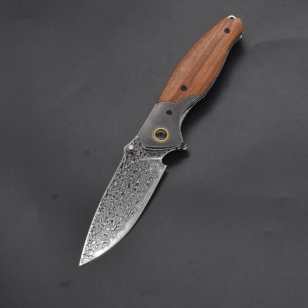 Blackdragon Damascus Steel Folding Knife With G10 Handle Clip