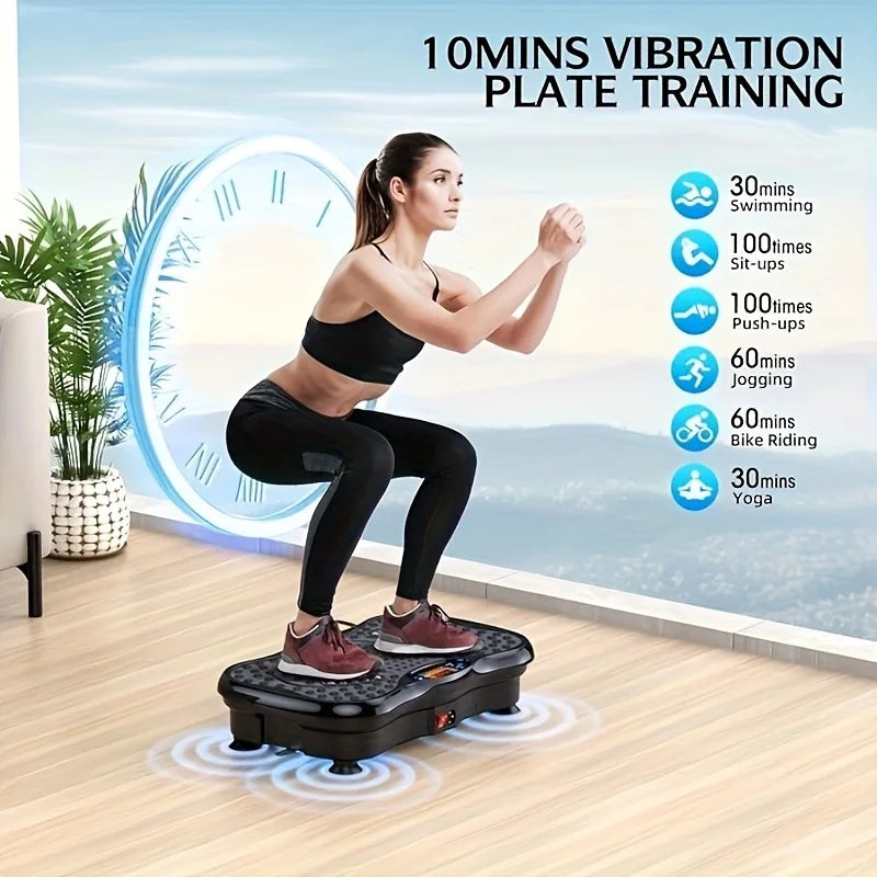 BZEQ Compact Vibration Platform With Resistance Bands Full Body Workout