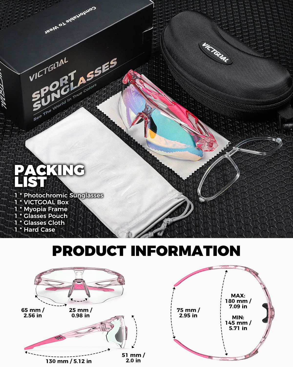 Photochromic Sports Sunglasses With UV Protection For Outdoor Activities