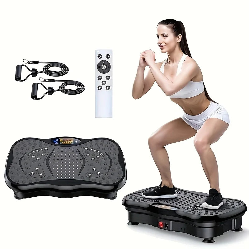 BZEQ Compact Vibration Platform With Resistance Bands Full Body Workout