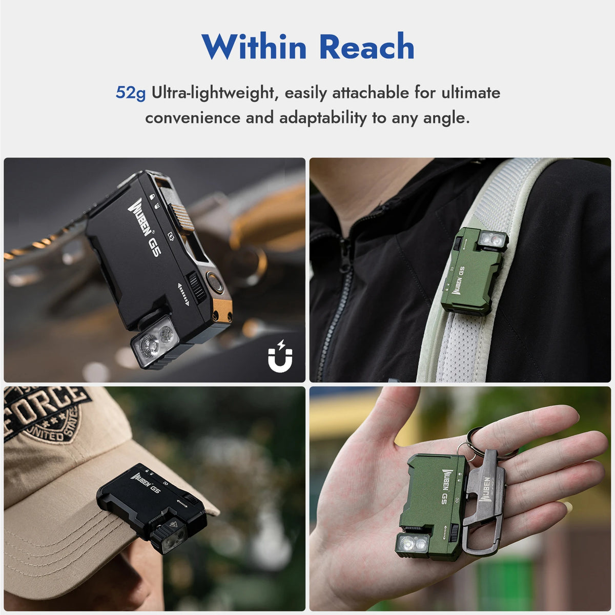 WUBEN G5 Magnetic LED EDC Flashlight With USB Rechargeable Keychain