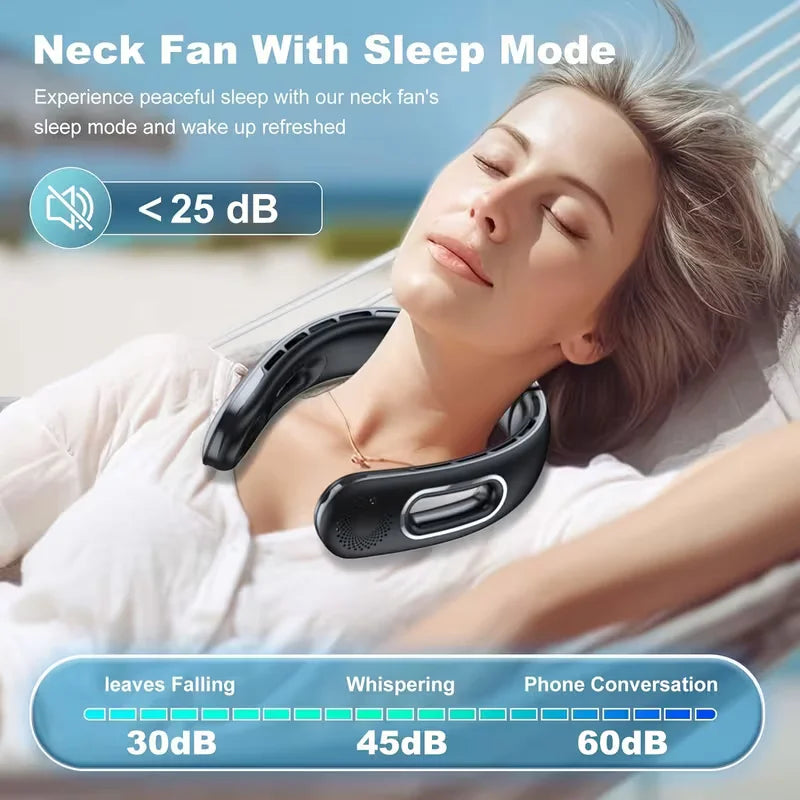 USB Rechargeable Bladeless Neck Fan For Portable Outdoor Cooling