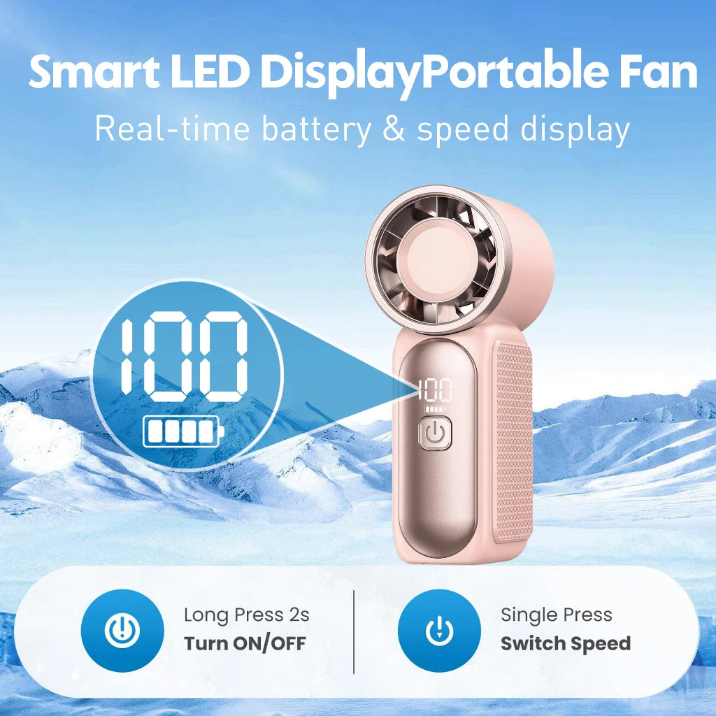 Portable Rechargeable Handheld Fan With Six Adjustable Speed Settings