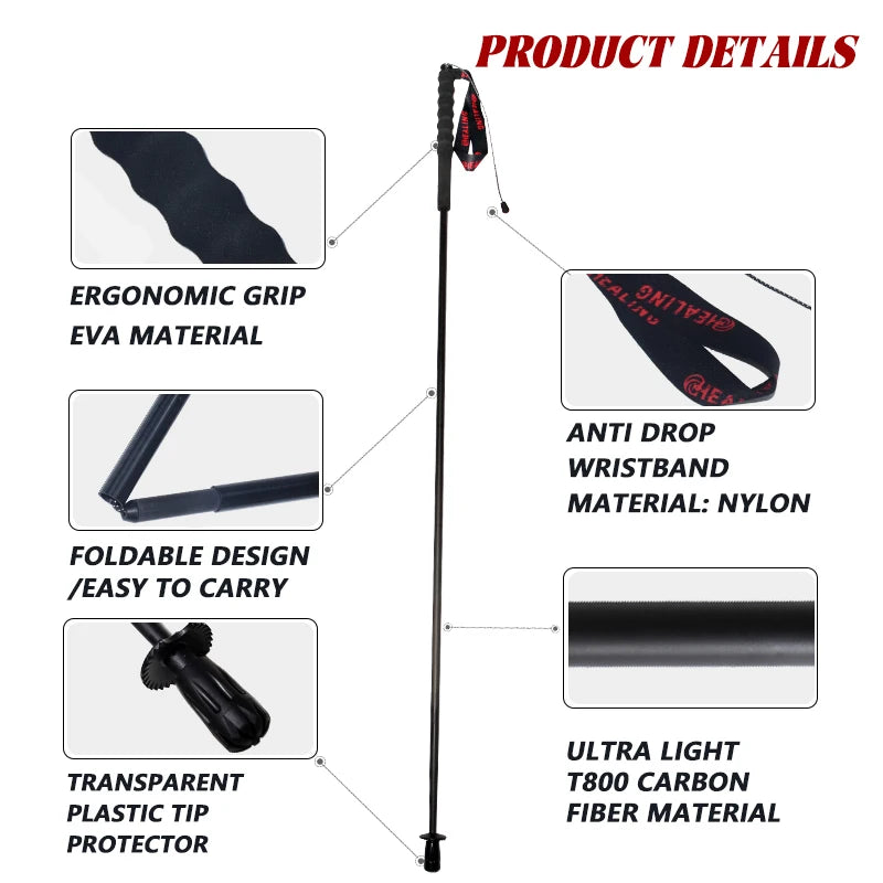 OKHEALING Carbon Fiber Foldable Antishock Trekking Poles For Hiking
