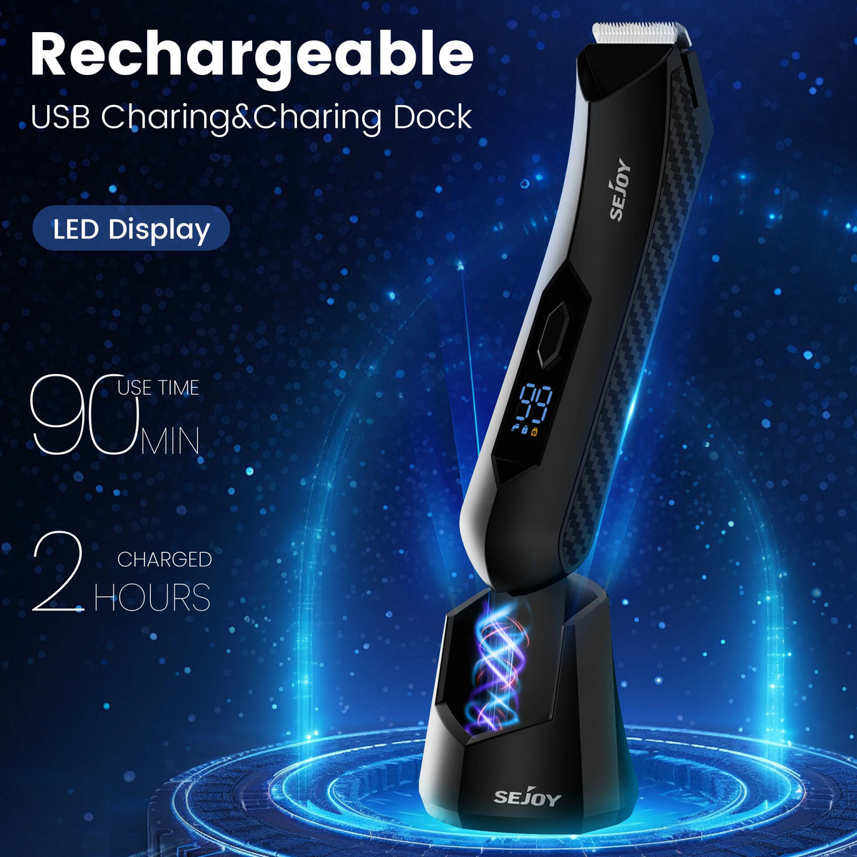Sejoy Wet Dry Washable Electric Body Hair Trimmer Replaceable Blades