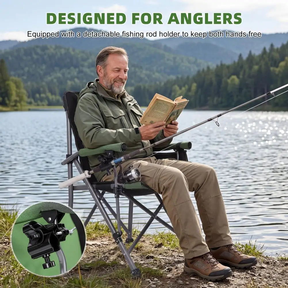 Heavy Duty Folding Fishing Chair With Rod Holder For Camping