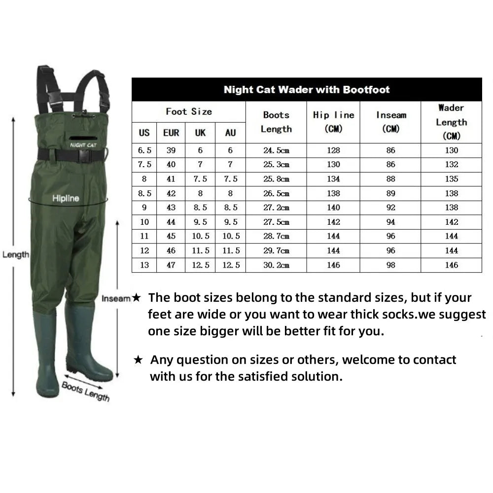 Night Cat Waterproof Hunting Fishing Chest Wader Breathable Nylon