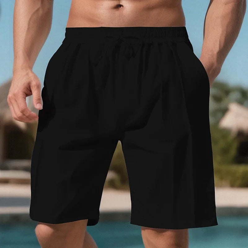 Men's Quick Dry Linen Swim Trunks With Side Pockets
