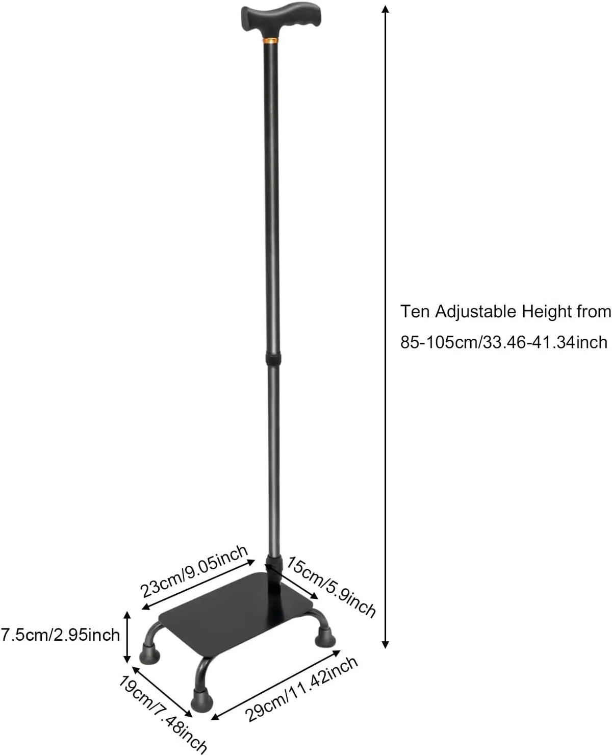 Aluminum Four Leg Stair Climbing Mobility Cane With Adjustable Support