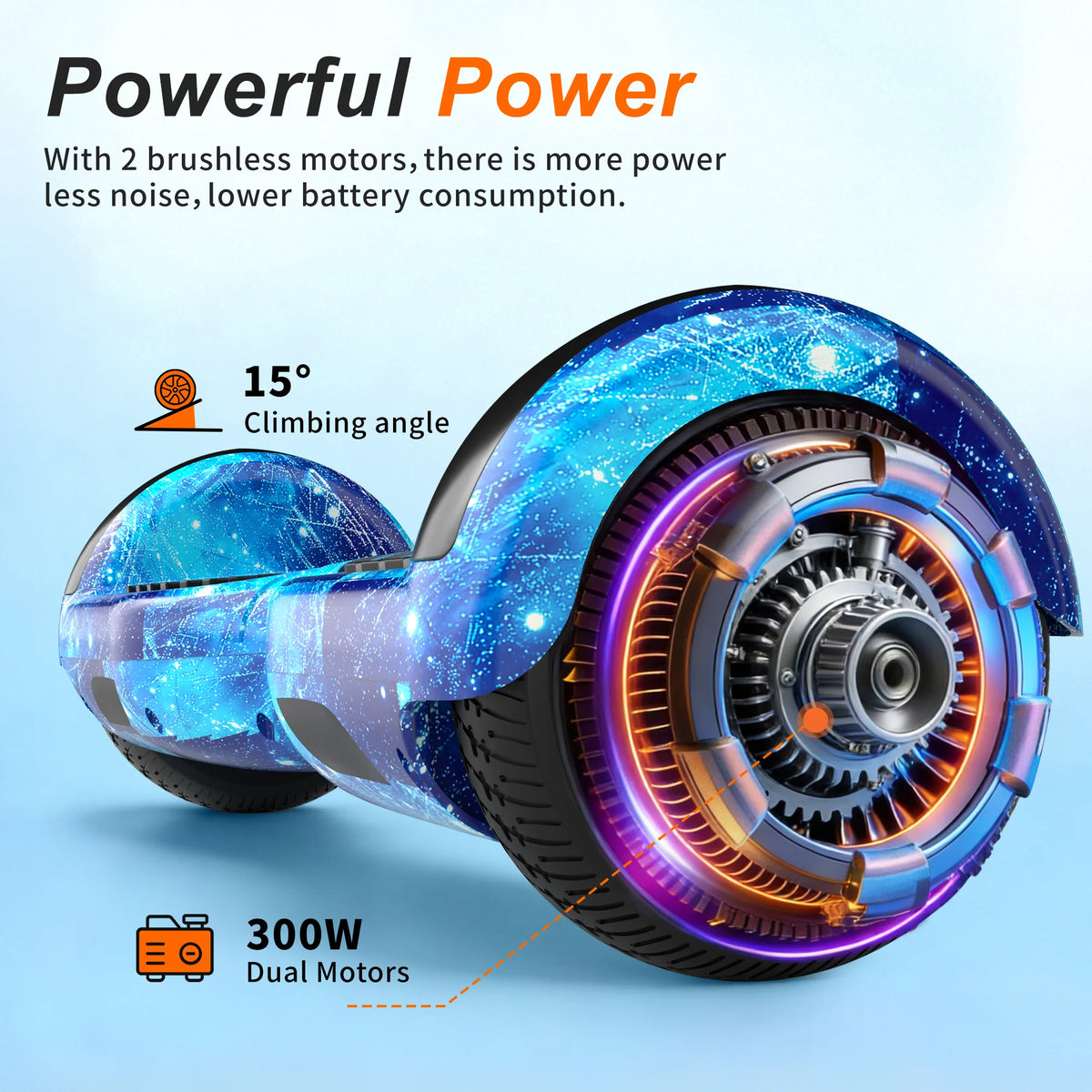 Commugo Self Balancing Hoverboard With Bluetooth Speaker And LED Lights