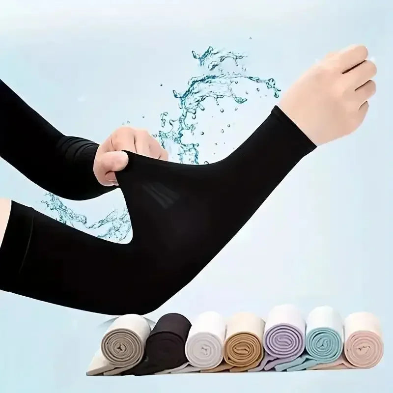 Cooling Ice Silk Arm Sleeves For Sun Protection While Outdoors