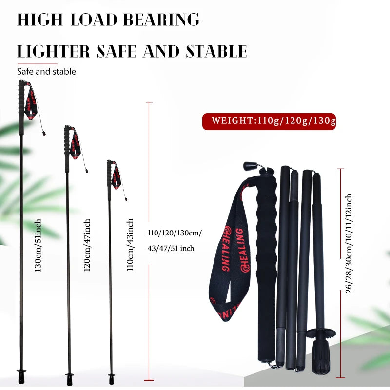 OKHEALING Carbon Fiber Foldable Antishock Trekking Poles For Hiking