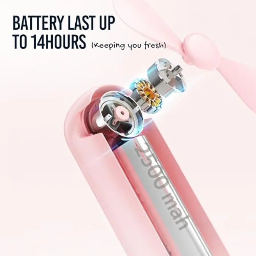 Handheld Fan With Mirror And Flashlight USB Rechargeable Portable