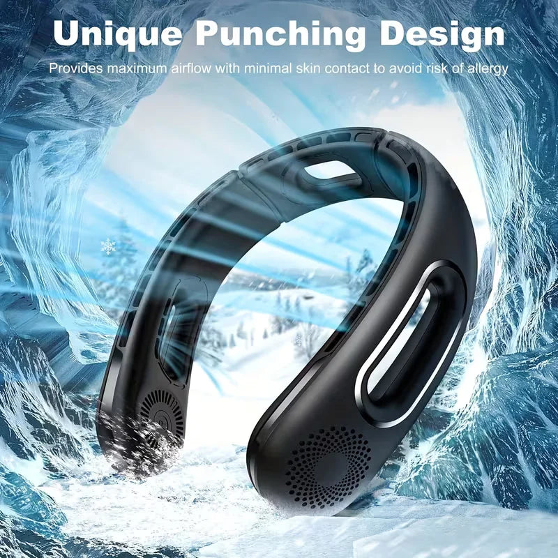 USB Rechargeable Bladeless Neck Fan For Portable Outdoor Cooling