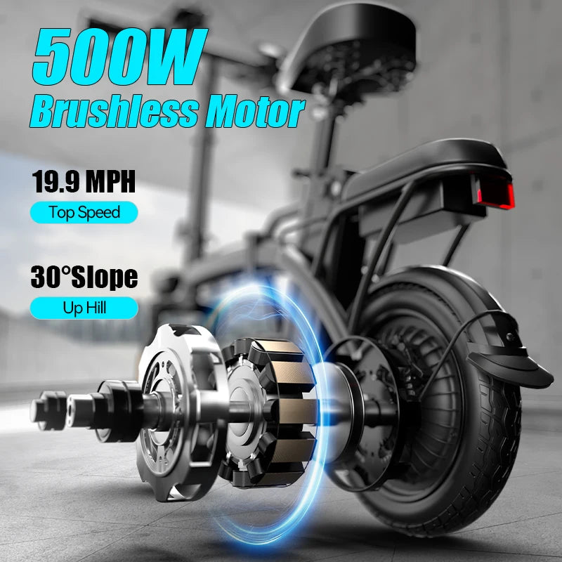 Compact Foldable Electric Bike With Rear Disc Brake And Cargo Basket