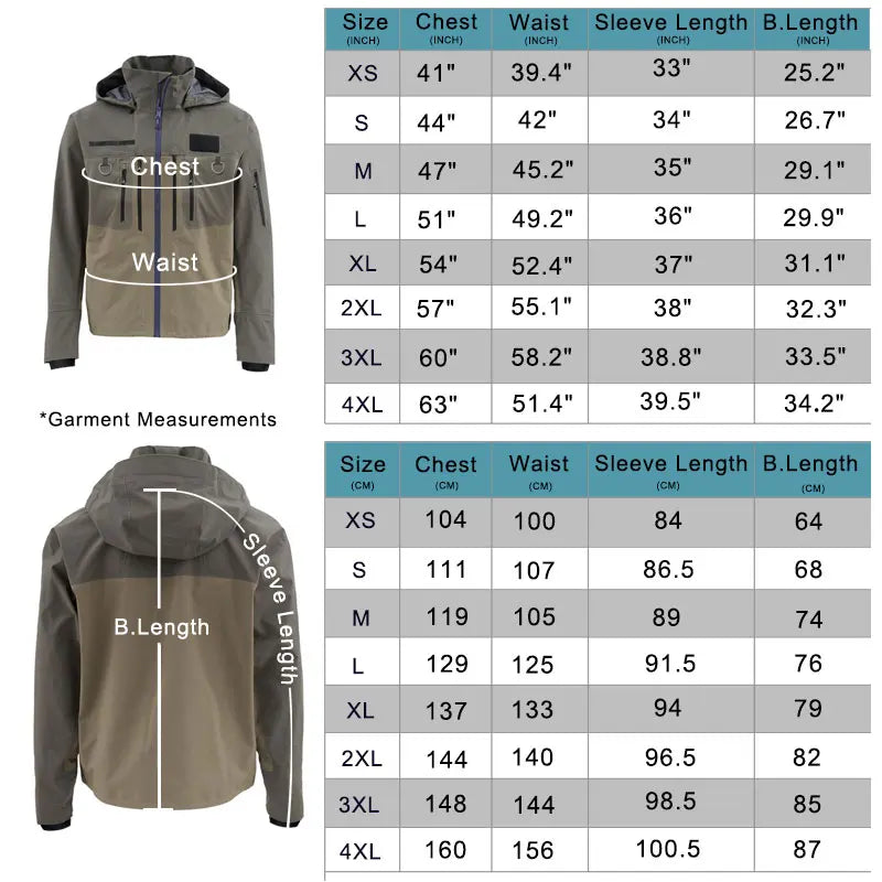 Drryfsh Waterproof Hooded Wading Jacket Featuring Storage Pockets