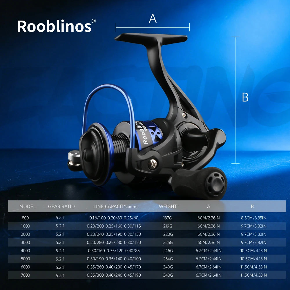 Rooblinos Easting Spinning Fishing Reel Metal Spool 12BB