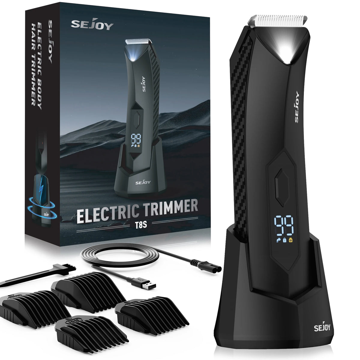 Sejoy Wet Dry Washable Electric Body Hair Trimmer Replaceable Blades