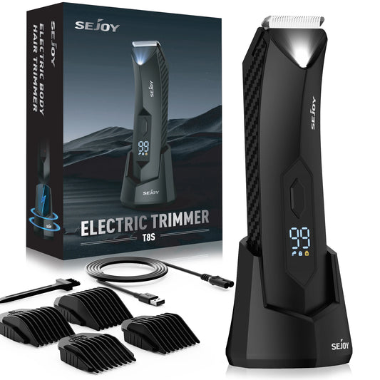 Sejoy Wet Dry Washable Electric Body Hair Trimmer Replaceable Blades