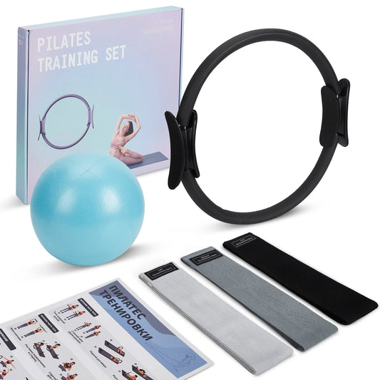 Pilates Fitness Training Set With Exercise Ball And Resistance Bands