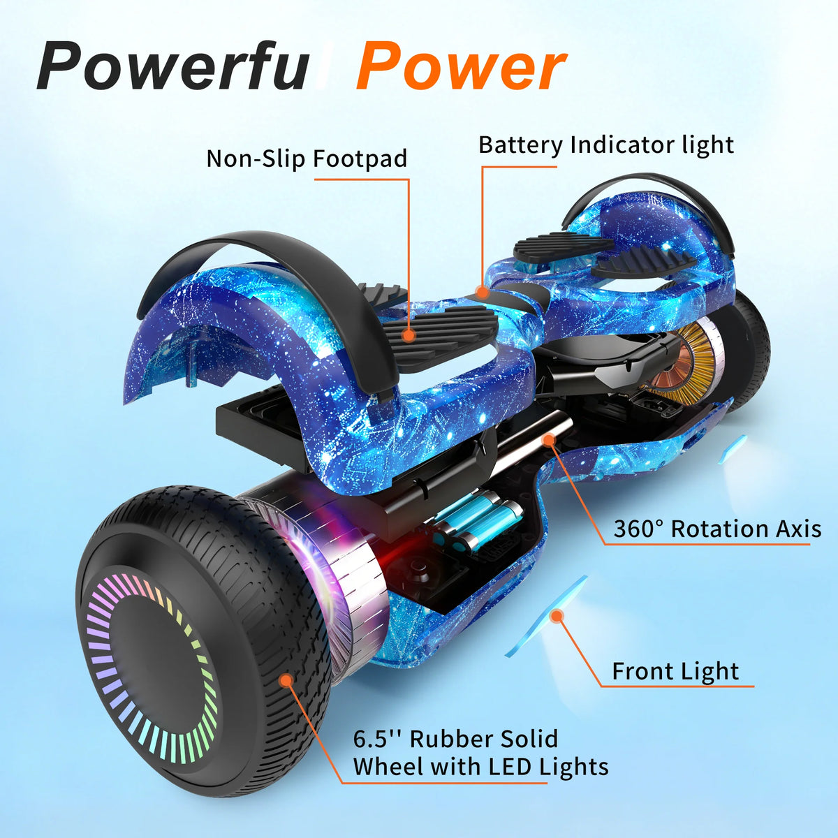 Commugo Self Balancing Hoverboard With Bluetooth Speaker And LED Lights