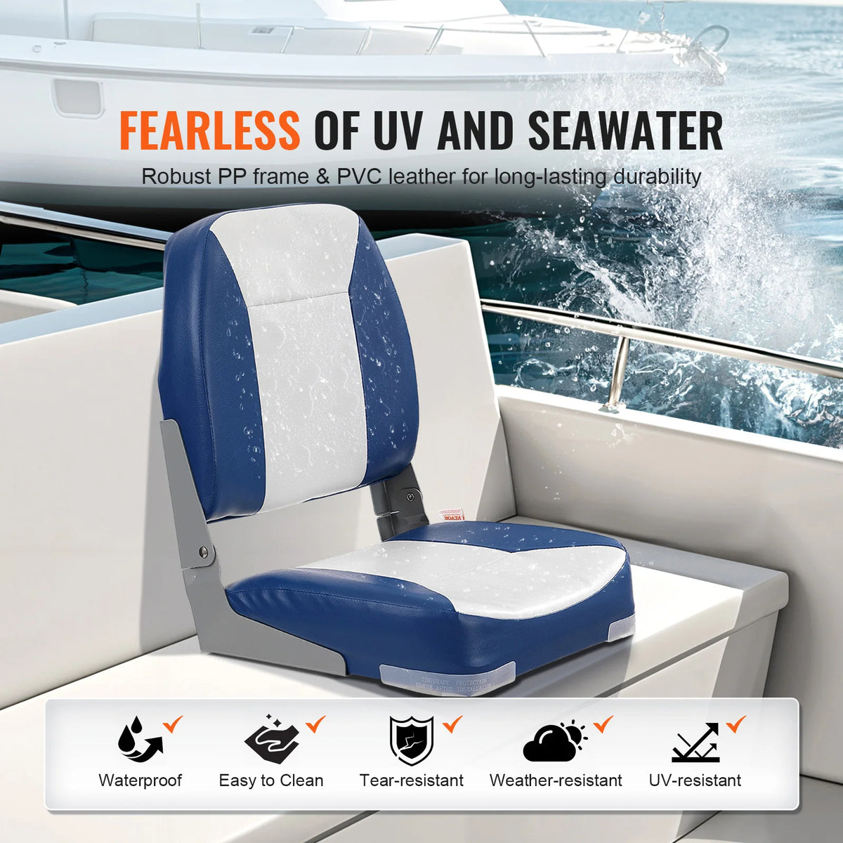 SucceBuy Folding Boat Seat With Thick Padded Cushion And Hinge