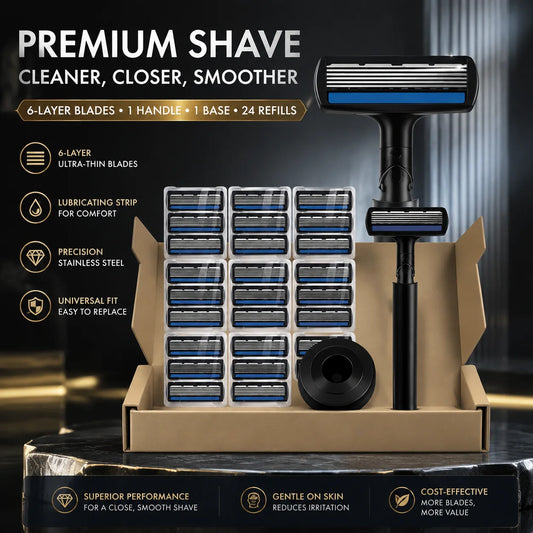 Viilife Professional 6 Layer Safety Razor Kit With Refillable Blades