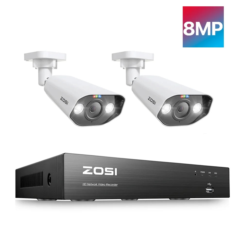 Zosi 8Ch 4K PoE CCTV Outdoor Security Camera Nvr Kit
