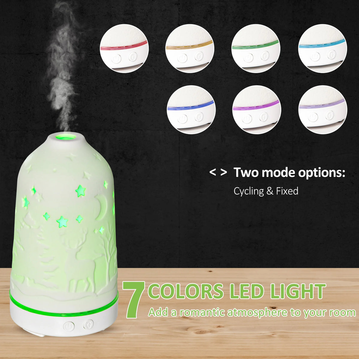 Ultrasonic Aromatherapy Diffuser With Timer And Multicolor Lighting