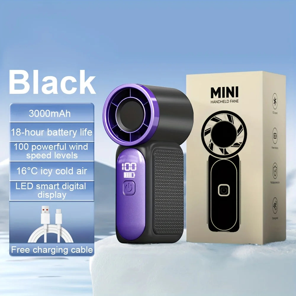 Portable Rechargeable Handheld Fan With Six Adjustable Speed Settings