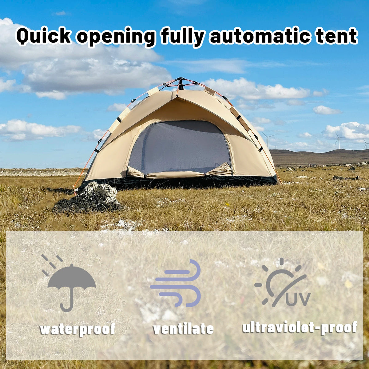 Pakicetus Automatic Pop Up Camping Tent Quick Setup Lightweight Shelter