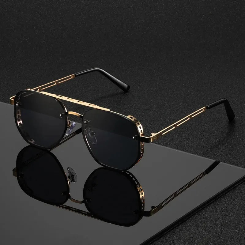 OPUYYM Classic Double Beam Metal Sunglasses Unisex Design