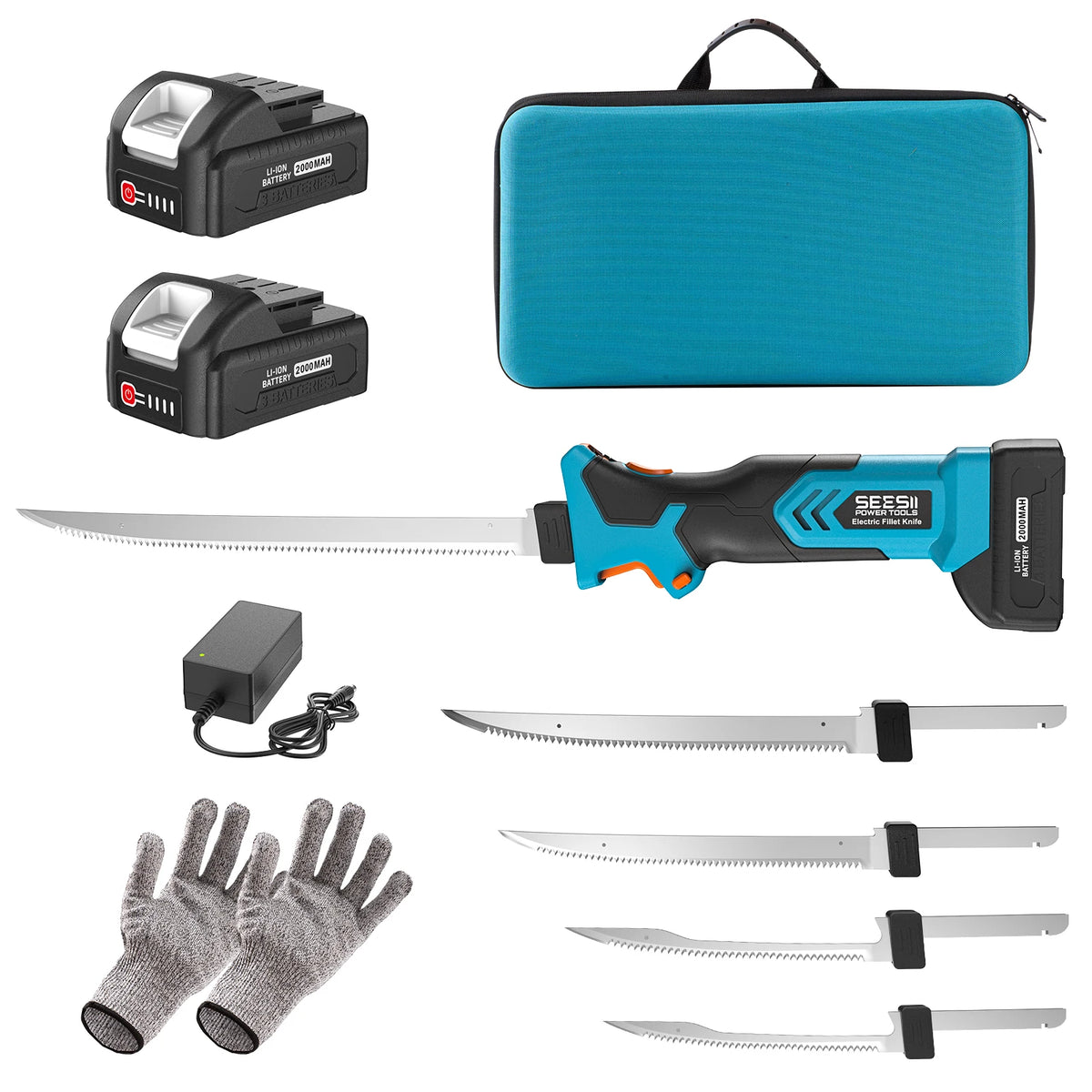 Seesii Electric Fillet Knife Set Cordless With 2 Batteries