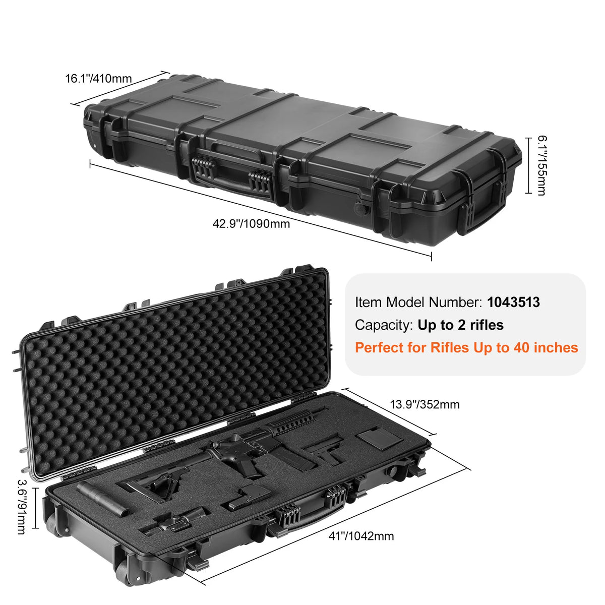 SucceBuy Hard Rifle Case With Wheels For Secure Firearm Storage