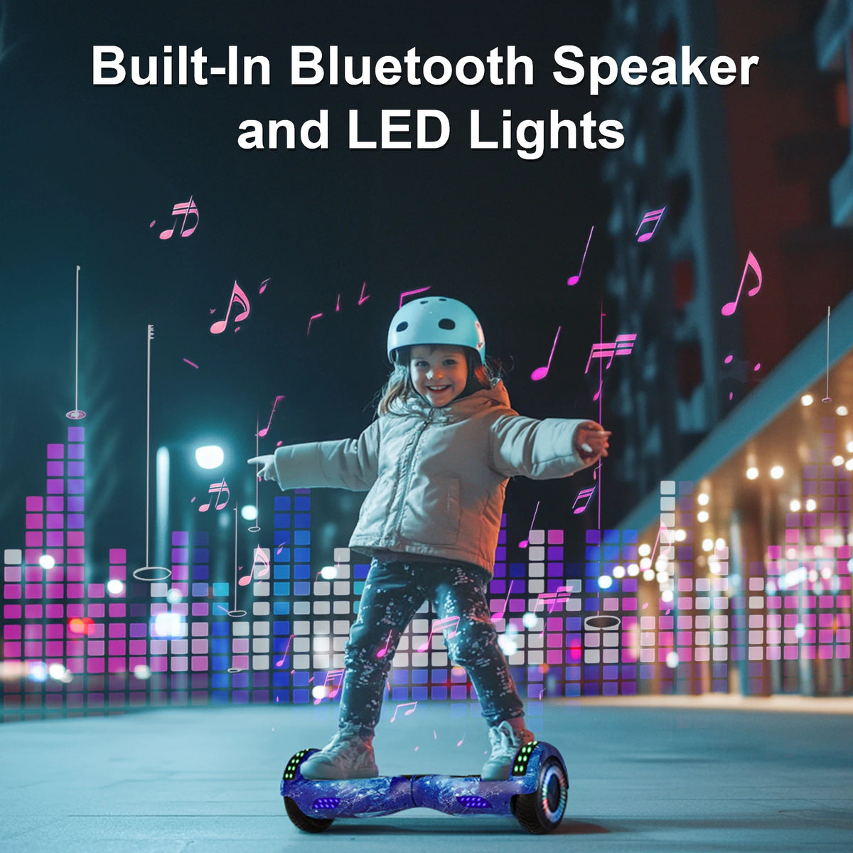 Commugo Self Balancing Hoverboard With Bluetooth Speaker And LED Lights