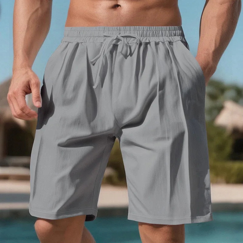 Men's Quick Dry Linen Swim Trunks With Side Pockets